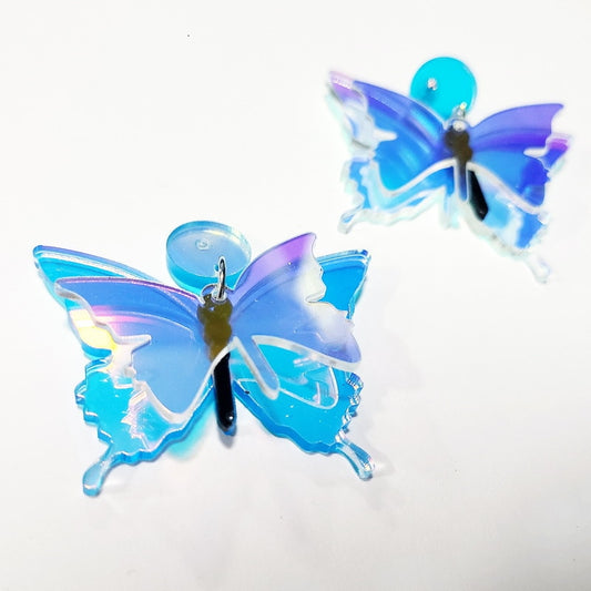 Blue Acrylic Butterfly Drop Earrings Women Fashion Creative Art Cute Stylish