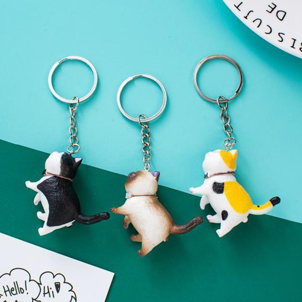 9 Colors Cute Cartoon Cat Pendant Keychain Fashion Bag Charms Ornament for Men