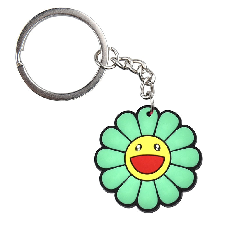 15 Styles PVC Rubber Colorful Cute Flower Sunflower Keychain Fashion Cartoon