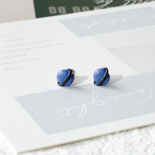 1 Pair Blue Planet Fashion Women Stud Earrings Creative Art Earring Jewelry