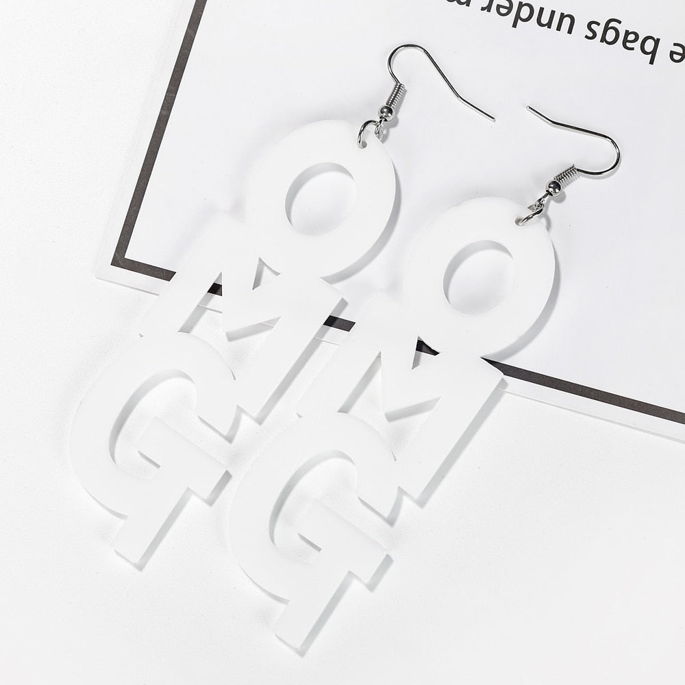 49 Styles Acrylic Symbol Letter Drop Earrings Women Travel Fashion Cartoon