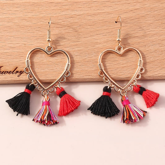 Heart Tassel Dangle Drop Earrings Women Charms Earring Fashion Creative Jewelry
