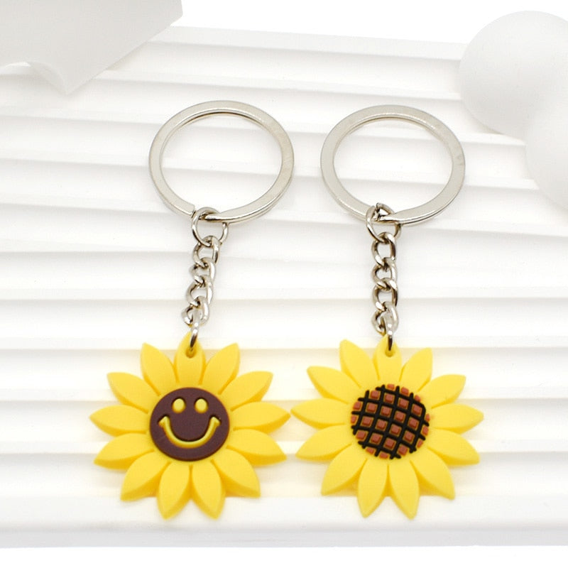 9 Styles Daisies Cactus Flower Keychain Cartoon Creative Gift Key Holder Keyring