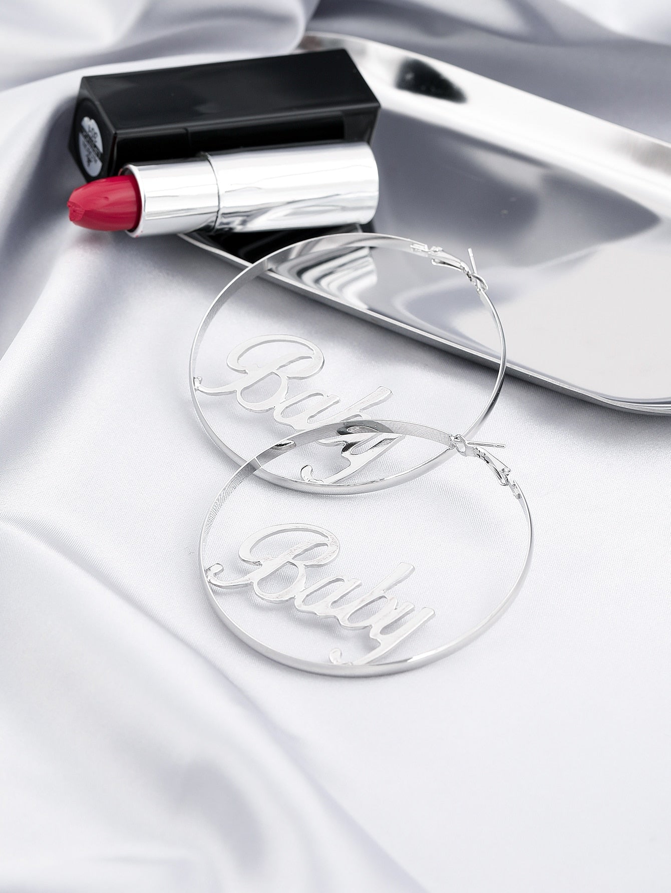 Baby Letter Style Hoop Earrings Women Girl Fashion Trendy Jewelry Accessories