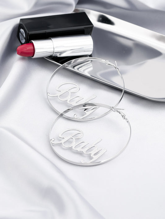 Baby Letter Style Hoop Earrings Women Girl Fashion Trendy Jewelry Accessories