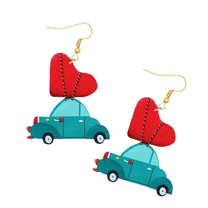 Car with Heart Drop Earrings Women Creativity Jewelry Cute Earring Girls Gift