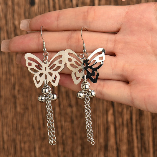 Hollow Butterfly Tassel Drop Earrings Cartoon Ear Pendants Accessories Women