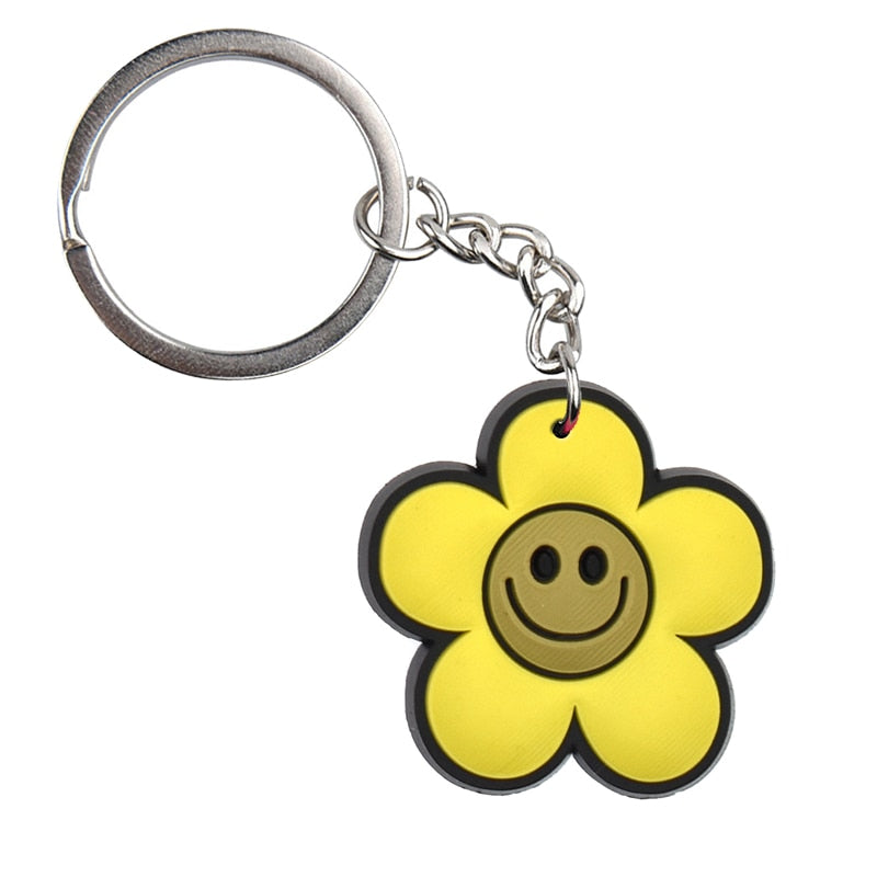 Yellow Flower Cartoon Keyring Cute Creative Fashion Keychains Bag Pendant Gift