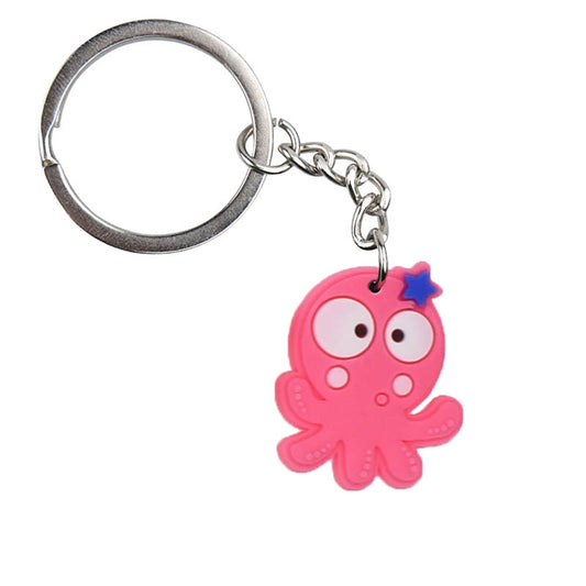 Pink Octopus Cute Animals Cartoon Keychain Lovely Shape Key Holder fit women men