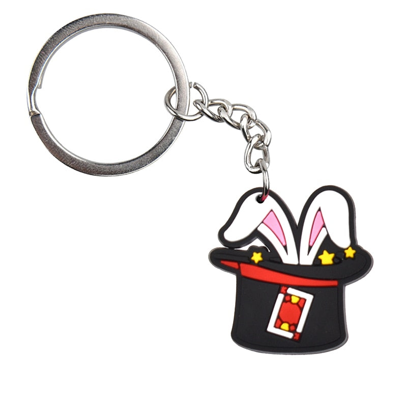 Magic Rabbit Hat Soft PVC Key Ring Keychain Pendant Retro Lucky Jackpot Business