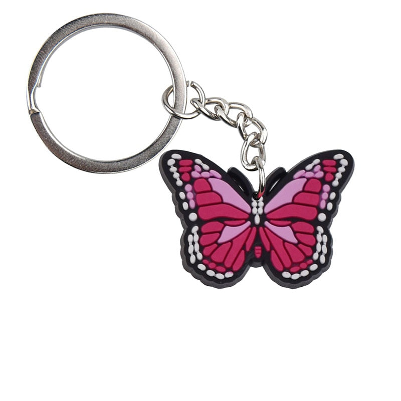 Pink Butterfly Pendant Cartoon Keyring Cute Creative Fashion Keychains Bag