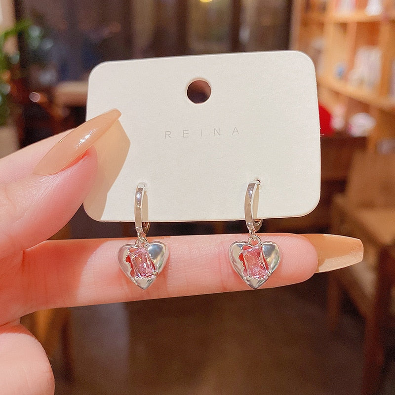 Cute Heart Dangle Earrings Creative Ear Pendants Accessories Women Jewelry