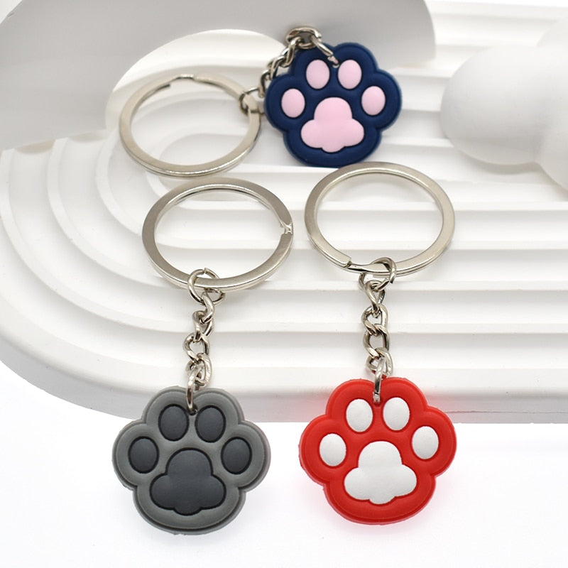 17 Styles Dog Cat Paw Cartoon Animal Keychain Party Gift Cute Keyring Cartoon