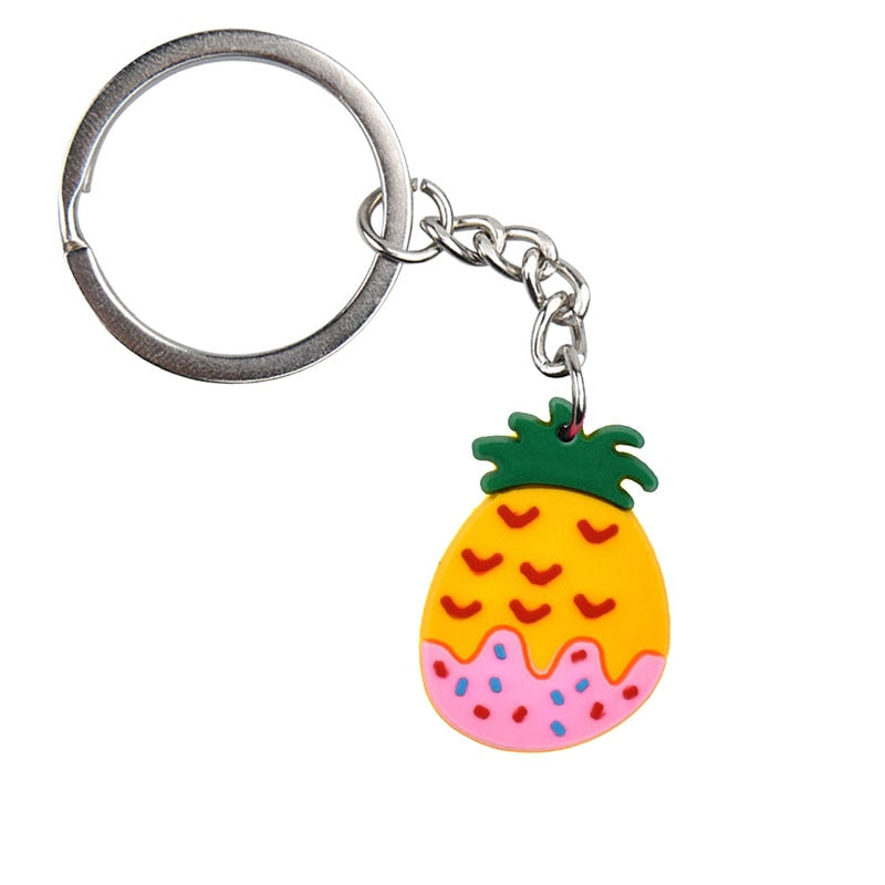 6 Styles Dipped Avocado Strawberry Carrot Cherry Pineapple Cartoon Keyring Cute