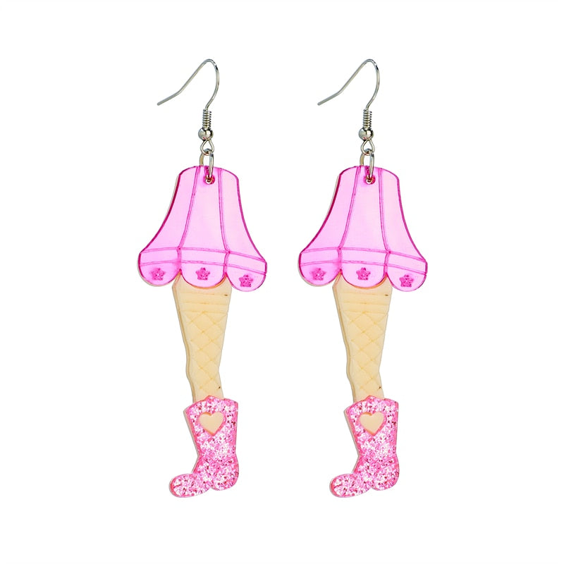 Pink Boot Lamp Drop Earrings Women Travel Fashion Cartoon Earrings Creative