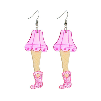 Pink Boot Lamp Drop Earrings Women Travel Fashion Cartoon Earrings Creative