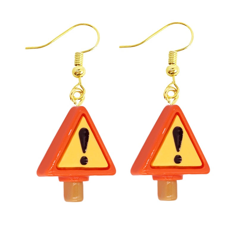 Creative Funny Design Warning Sign Drop Earrings Women Creativity Jewelry Cute