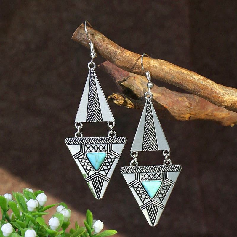 Textured Triangles Bohemian Dangle Earrings Fashion Party Girls Pendant Earrings