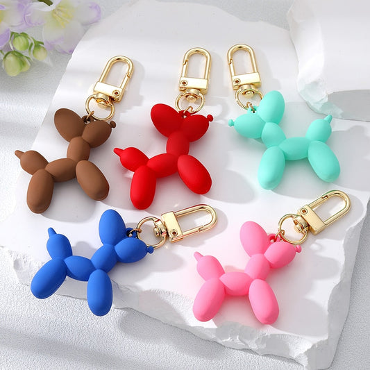 11 Styles Resin Cartoon Balloon Dog Animal Keychains Key Ring For Women Men