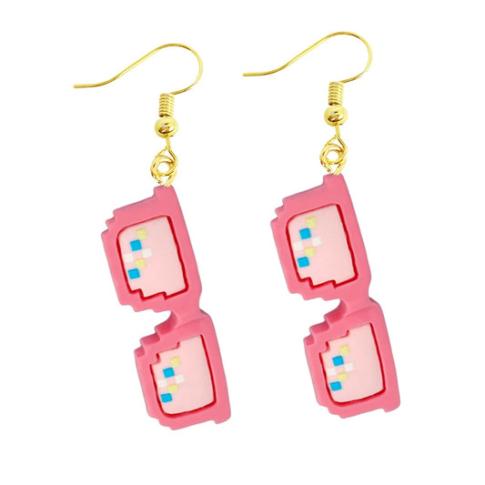 Creative Funny Design Pink Glasses Drop Earrings Women Creativity Jewelry Cute