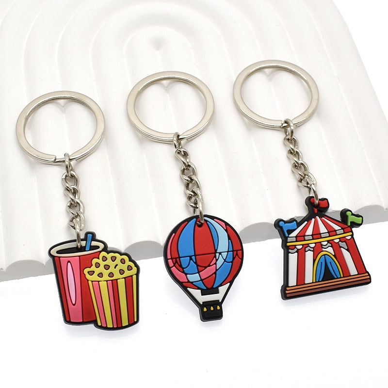 10 Styles Circus Show  Clown Poker Magic Beast Keyring Cartoon Keychains