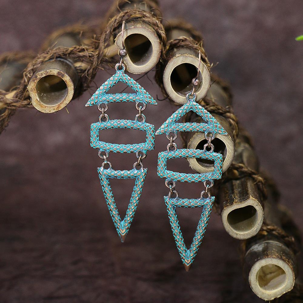 15 Styles Blue Vintage Geometric Boho Fringed Big Ethnic Dangle Earrings Women