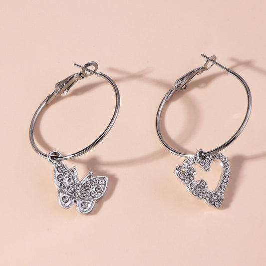 Butterfly Heart Pendant Hoop Earrings Women Gifts Earring Cute Girls Eardrop
