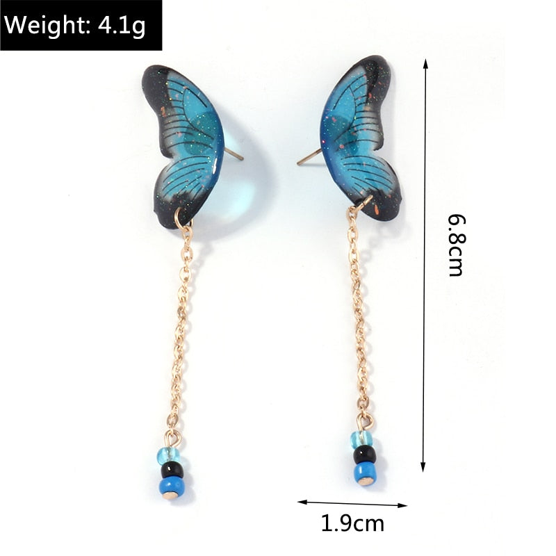 Blue Butterfly Wings Dangle Earrings for Girls Women Birthday Gift Lovely