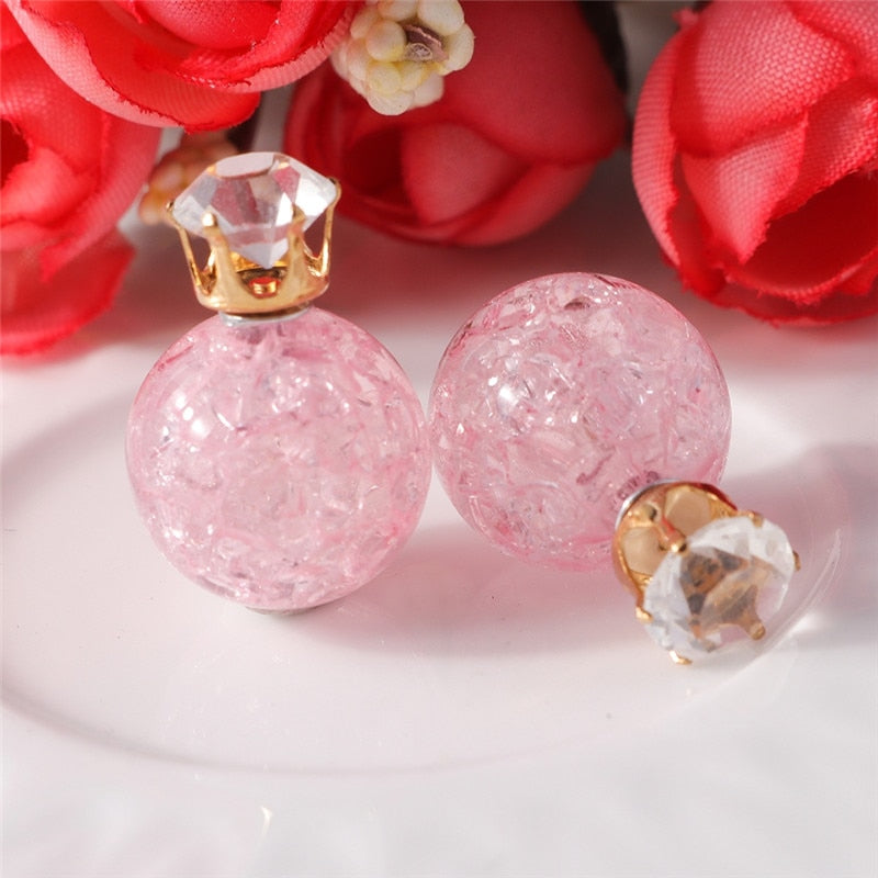 Colorful Crystal Ball Fashion Earrings Women Girls Stud Earrings Wedding Jewelry