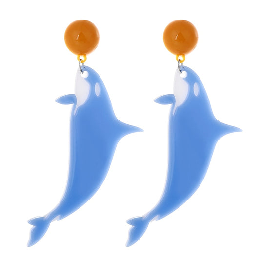 Blue Whale Acrylic Drop Earrings Women Travel Fashion Cartoon Earrings Creative