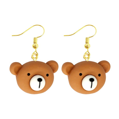 Cute Bear Head Dangle Earrings Women Gifts Earring Cute Girls Eardrop Jewelry