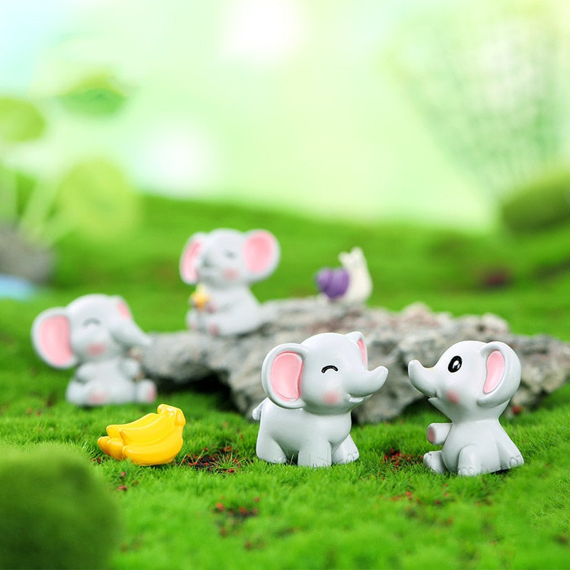 1pc Figurines Miniature Cute Gray Baby Elephant Ornaments For Home Decor Kawaii