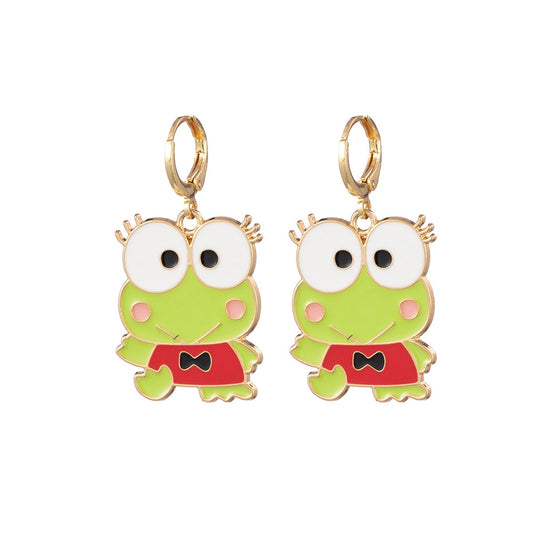 Frog and Apron Enamel Drop Earrings Cartoon Ear Pendants Accessories Women