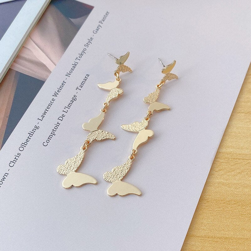 Layered Butterfly Drop Earrings for Fashion Stylish Jewelry Drop Earrings