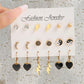 9 Pairs Moon Heart Lightning Stud and Drop Charm Earrings For Women Girl Fashion