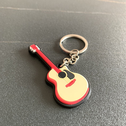 Folk Pop Guitar Musical Instrument Silicone Pvc Soft Keychain Cartoon Small Gift