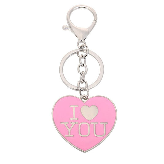 4 Colors Metal Keychain I Love You Key Ring for Lovers Heart-shaped Pendant Car