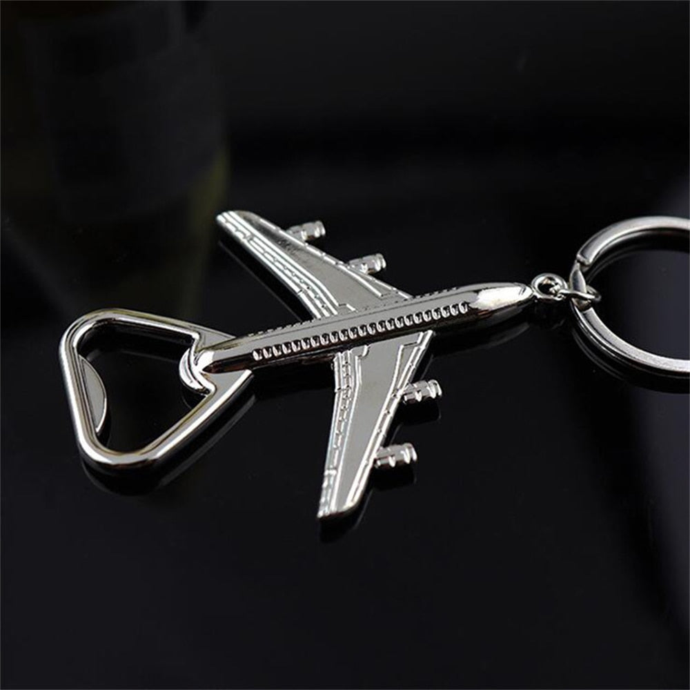 1pcs Stainless Steel Aircraft Keychain Beer Bottle Opener Keyring Mens Classic