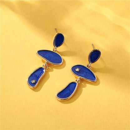 Blue Baroque Stone Shape Dangle Earrings Charms Jewelry Fashion Creative