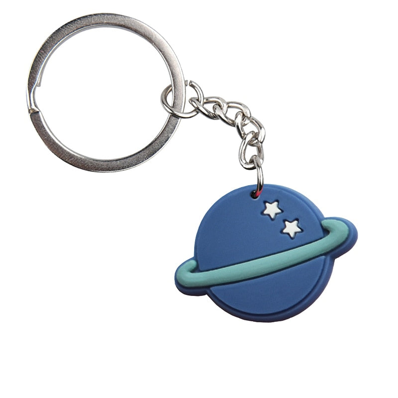 23 Styles Creative Cartoon Spaceship Astronaut Planets Soft PVC Rubber Keychain