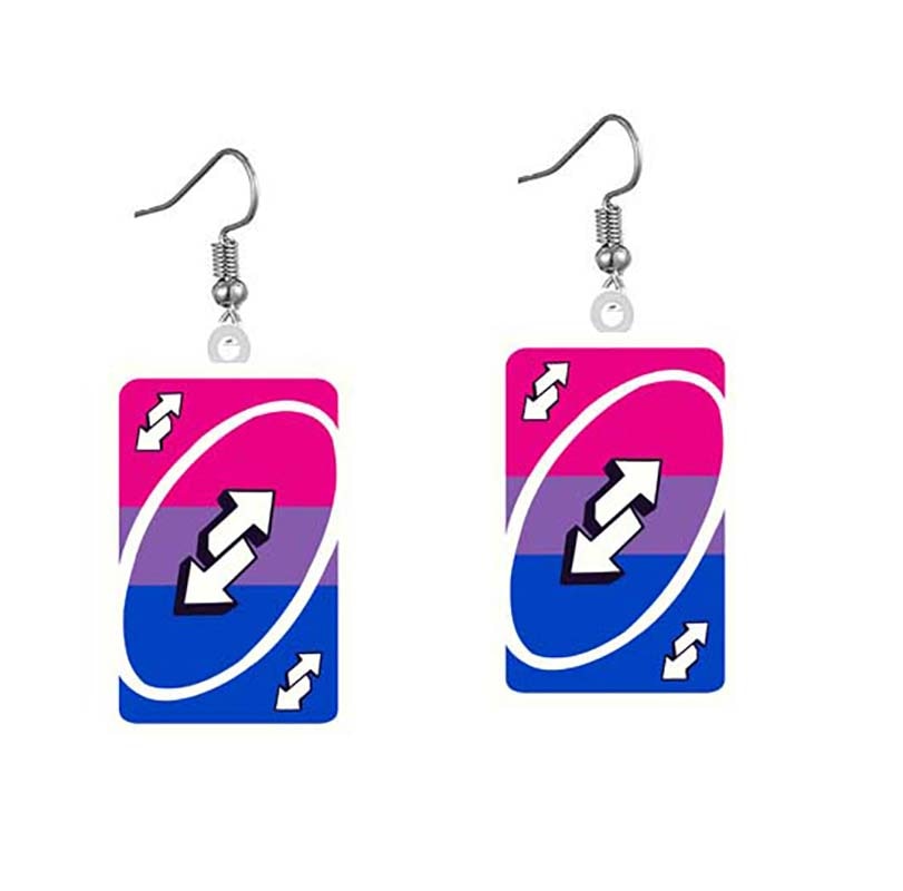 Uno Game Pink Blue Card Drop Earrings Hip Hop Women Party Gift Jewelry Ear