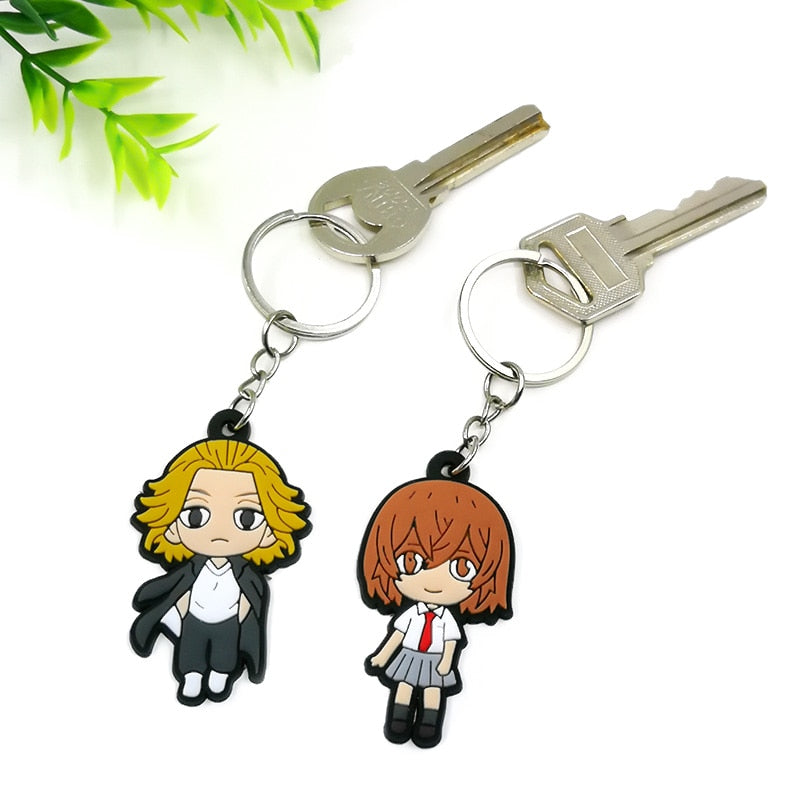 12 Styles PVC Anime Figure Keychain Key Ring Charms Keys Decoration Fit Boys Men