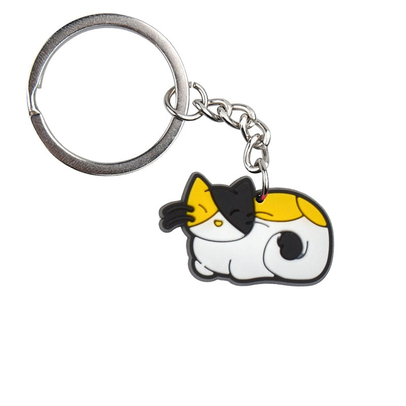 Tri-Colored Cat Keychain Gift for Cat Owner Cartoon Creative Gift Key Holder