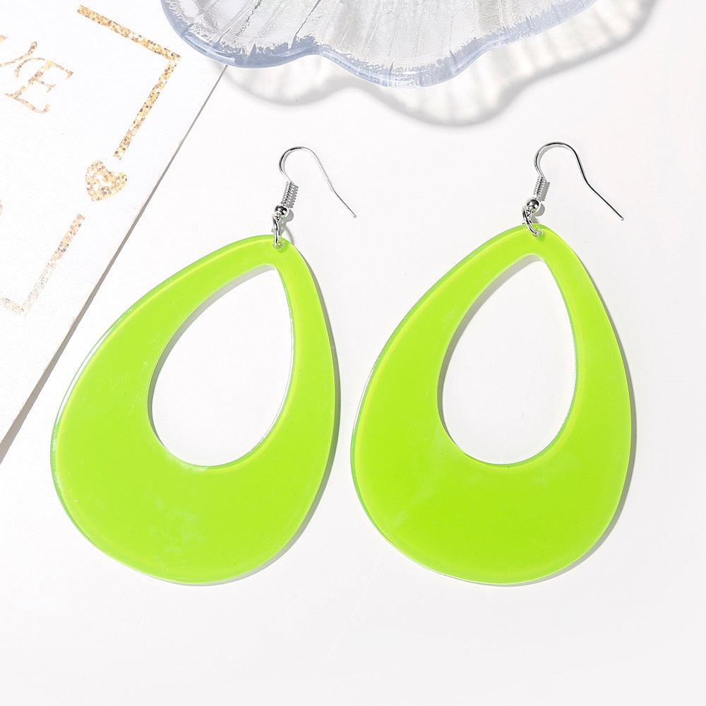 Lime Green Drop Earrings Hip Hop Art Women Party Jewelry Ear Fashion Pendant