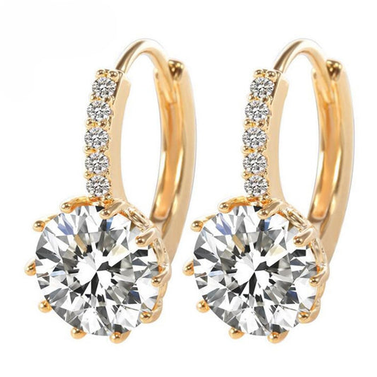 Gold-colored Rhinestone Ear Buckle Ear Studs Earrings Female Fashion Earrings