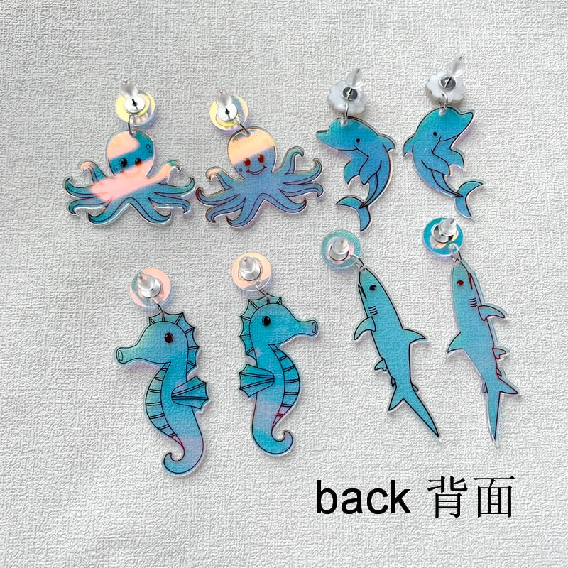 Blue Shark Drop Earrings Women Gifts Earring Cute Girls Eardrop Jewelry