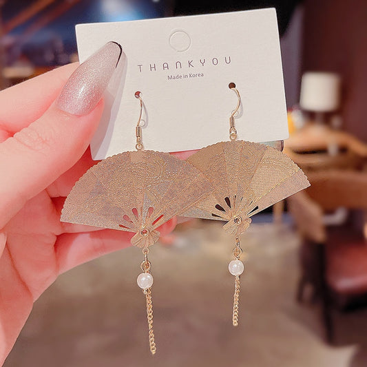 Chinese Fan Lady Cute Dangle Earrings for Women Jewelry Girls Earrings