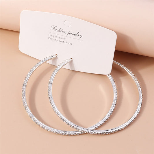 Large Crystal Hoop Earrings For Women Girl Fashion Modern Jewelry Gift