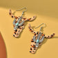 Creative Leopard Print Bull Head Drop Earrings Jewelry For Women Fashion