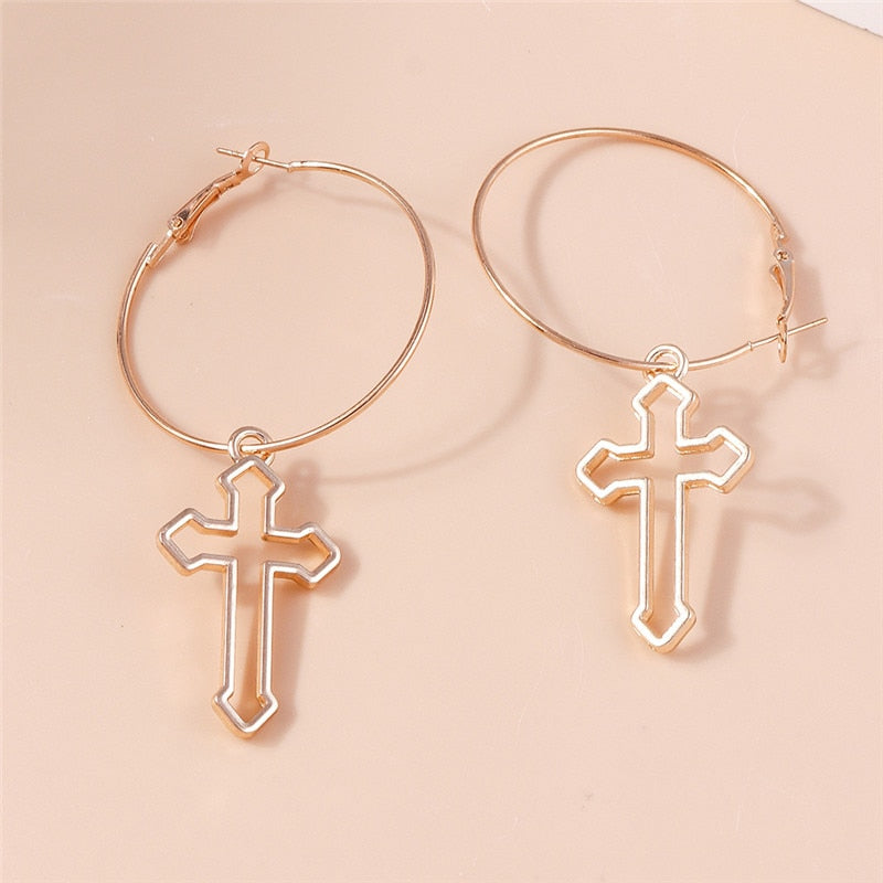 Rose Leaf Cross Drop Earrings Women Creativity Jewelry Cute Earring Girls Gift